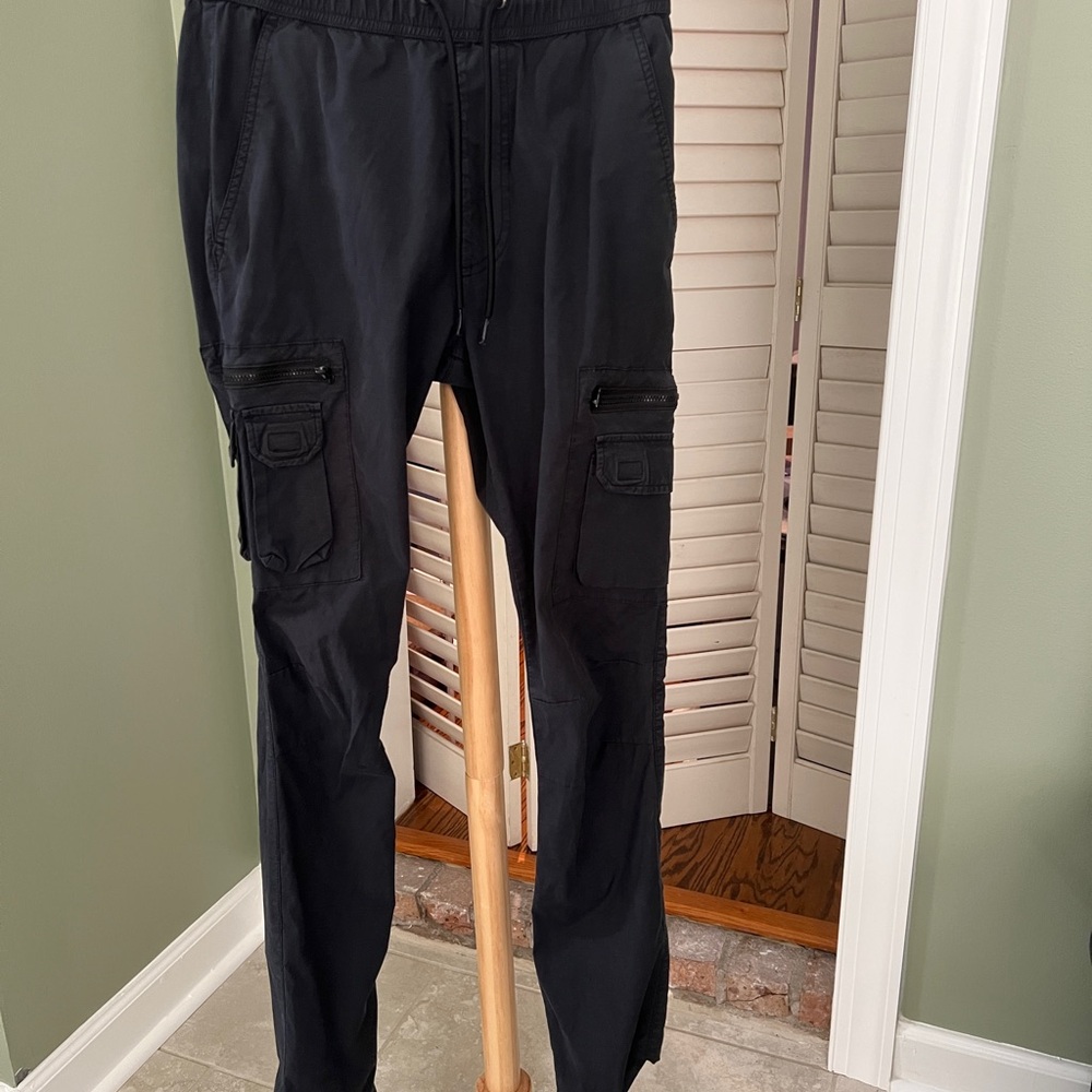 PacSun Navy Cargo Pants Elastic Cuffs Tapered Design
